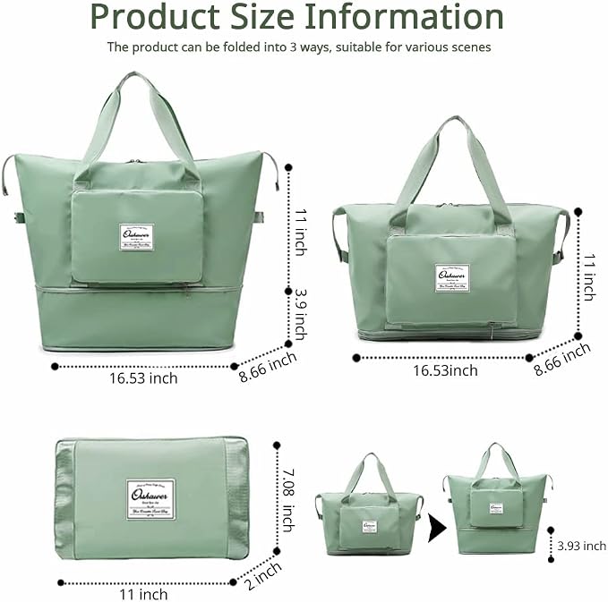 Large Capacity Foldable Travel Bag | Expandable Portable Carry on Bag Dry&Wet Separation Sports Duffel Bag - Image 3