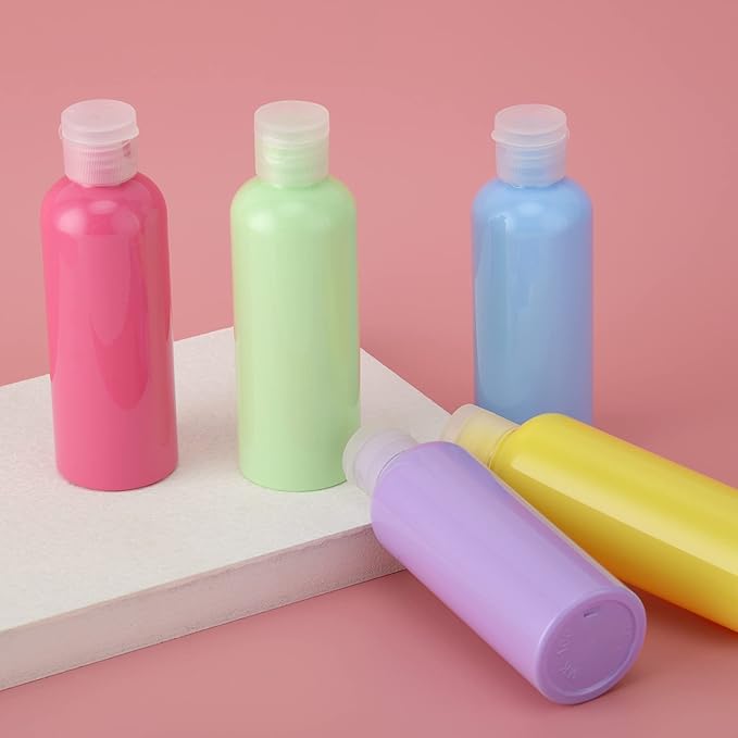 LISAPACK 3.4 oz Travel Bottles for Toiletries, Plastic Shampoo Containers | 5pcs small travel size dispenser, squeeze tubes, leak proof, small empty for liquid, lotion, conditioner, soap, 100 ml, TSA - Image 4
