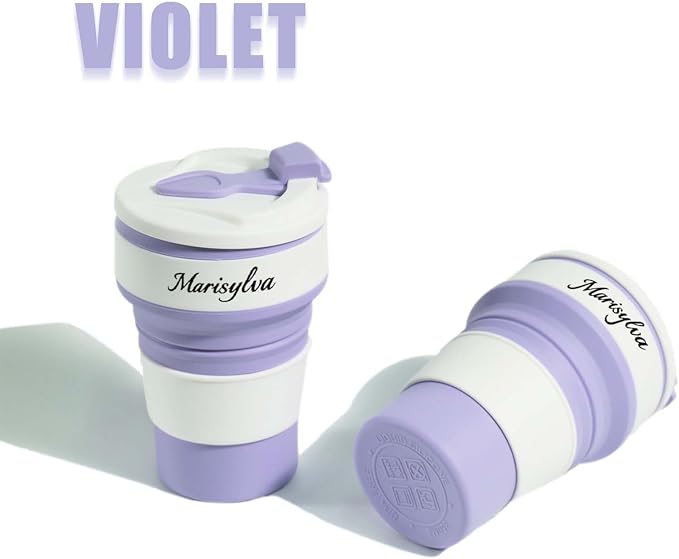12oz Collapsible Water Bottles, Silicone Foldable Portable Travel Water Bottle, Folding Lightweight Reusable Leakproof for Traveling Camping Hiking Cycling Yoga Sports Purple - Image 2