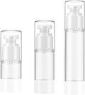 Qeuly 3 Pcs Airless Pump Bottles, Travel Size Pump Bottles(0.5oz+1oz+1.7oz) | Refillable, BPA-Free, Leek Proof Lotion Dispensers for Foundation, Moisturizer, Creams, Cosmetic by Qeuly