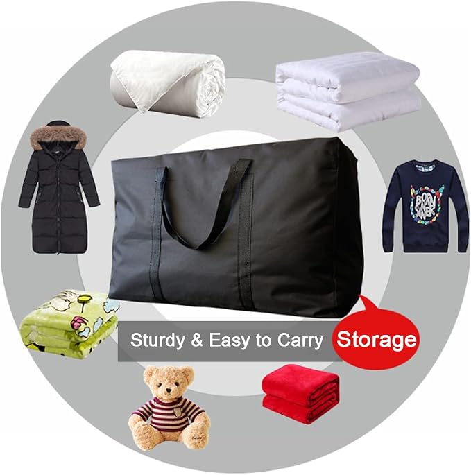 Extra Large Moving Bags with Strong Zippers & Carrying Handles, Storage Bags Storage Totes for Clothes, Moving Supplies, Space Saving, Oversized Storage Bag Organizer for Moving, Traveling (4 Pack) - Image 6