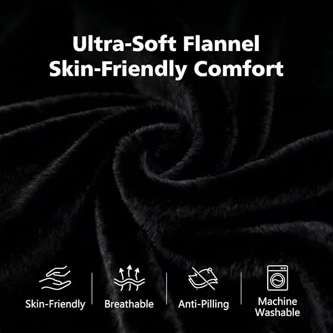 Packable Travel Throw Blanket, Black | Soft lightweight wearable travel accessory with carry pouch, airplane blanket, road trips, office naps,outdoor camping - Image 5