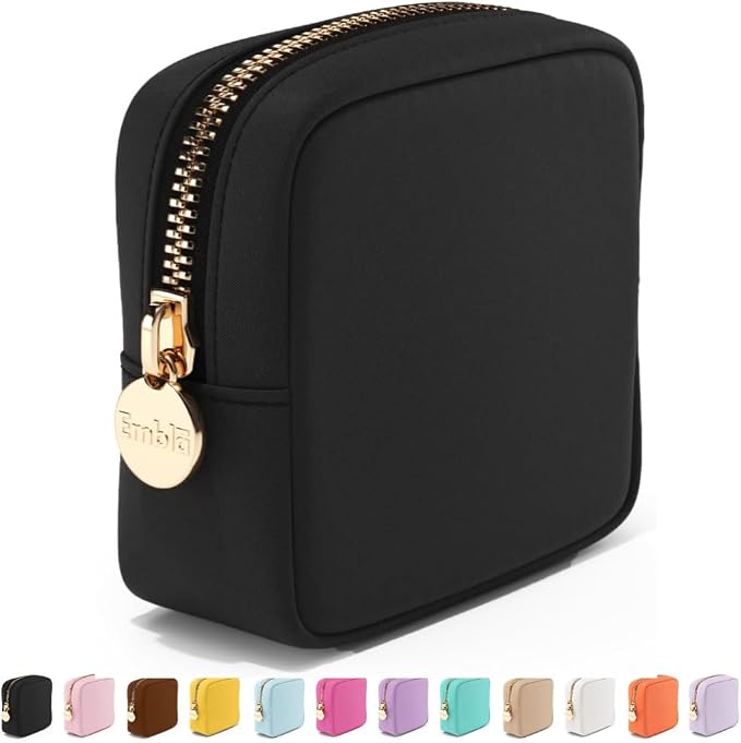 Embla Small Makeup Bag for Purse, Mini Waterproof Nylon Cosmetic Pouch, Durable and Lightweight Travel Toiletry Bag with Smooth Zipper, Black by Embla