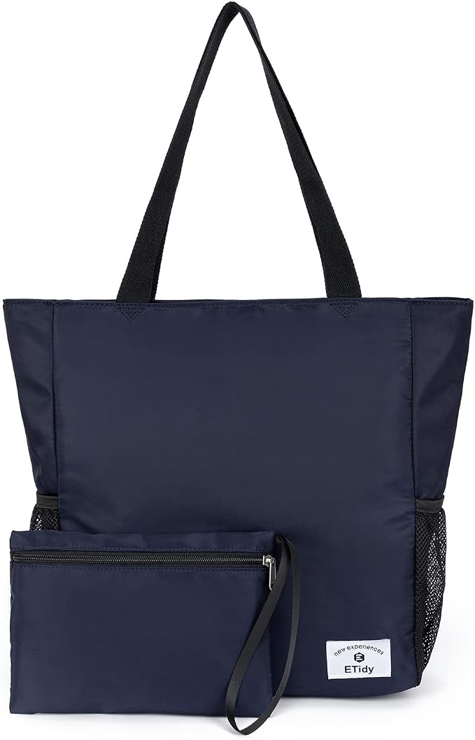 ETidy Large Capacity Foldable Tote Bag With Zipper | Water-resistant, Lightweight, Sandproof, Beach Bag, Gym Bag, Travel Shopping Bag by ETidy