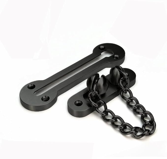 Door Chain Lock, 3mm Extra-Thick Ss304 Stainless Steel Solid Door Security Chain Guard, Heavy Duty Door Chain for Inside Door (Black) by V-CORME