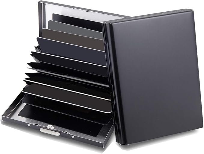 RFID Credit Card Holder Protector Metal Credit Card Wallet Business Card Holder for Men Women Gift Box Package (Black) by EASTNIGHTS