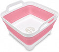 2.4 Gal(9L) Collapsible Dish Basin with Drain Plug, Space Saving Outdoor Multiuse Foldable Sink Tub, Dishpan, Kitchen Storage Tray for Camping, Vegetable Washing, RV (Pink) by Goderewild
