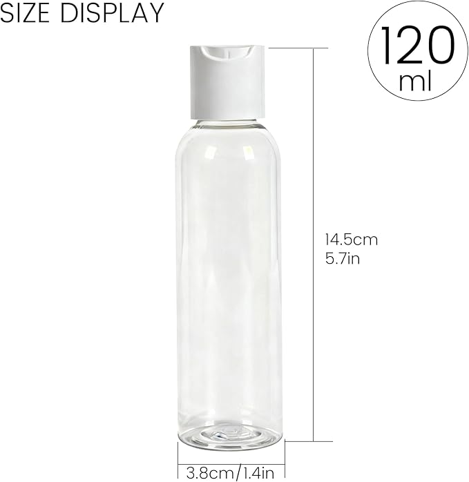 TRENDBOX 120ml / 4oz Transparent Plastic Bottle with Secure Flip Cap, Leak-Proof Travel Container for Shampoo, Lotion, Liquid Soap Refill — DIY Travel Kit (6-Pack) - Image 4