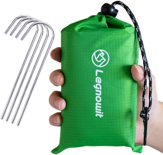 Pocket Blanket, Compact Blanket for Picnic, Beach, Festival | Sandproof, Waterproof, Stakes & Carabiner Included, Packable Lightweight Tarp for Camping, Hiking, Backpacking, Travel - Image 4