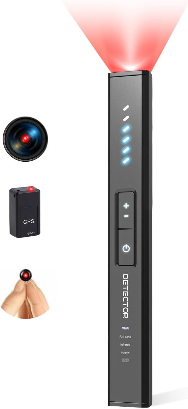 Hidden Camera Detectors GPS Tracker Detector with 6 Modes for Travel | Camera Finder Hidden Device Detector for Hotel Security with Type C Charging Cable , Matte Black by BYDMSCTechnology