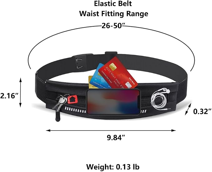 Running Belt for Women, No Bounce Phone Holder (Black) - Image 9