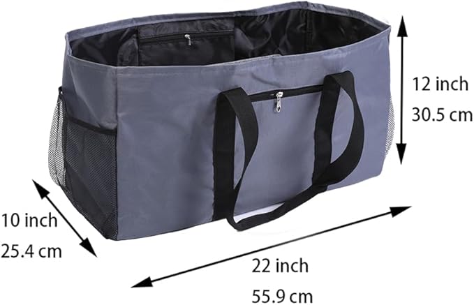 Extra Large Utility Tote Bag - Reusable Grocery Bags Foldable Heavy Duty | Large Shopping Tote 4 Pockets & Reinforced Handles, Water-Resistant Collapsible Tote for Beach, Picnic, Car Storage - Image 4