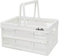 Plastic crates for storage,plastic baskets for organizing,14.96x9.84x7.87" | Foldable Shopping crate with Handles,collapsible storage crate,basket for car Garden Kitchen,Bathroom,office by ZHJINGYU