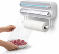 Magnetic Wrap Dispenser with Cutter - 3-in-1 Kitchen Organization and Storage for Plastic Wrap, Aluminum Foil & Paper Towel Holder | Strong Magnet Fridge & Wall Mount (Includes Wrap & Foil) by Yivinow