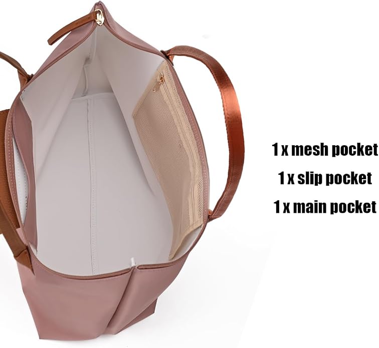 Nylon Tote Bag for Women, Shoulder Foldable Tote with Zipper | GM LIKKIE Large Capacity Waterproof Travel Work Top-handle Everyday Purse, Lightweight Weekend Hobo Handbag - Image 6
