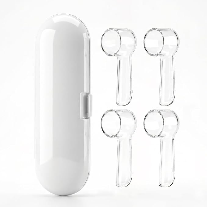 Electric Toothbrush Travel Case for Oral-B Toothbrushes - 4 Pcs Toothbrush Head Covers Compatible with Oral B Electric Toothbrush Heads (White) by PICEROSE