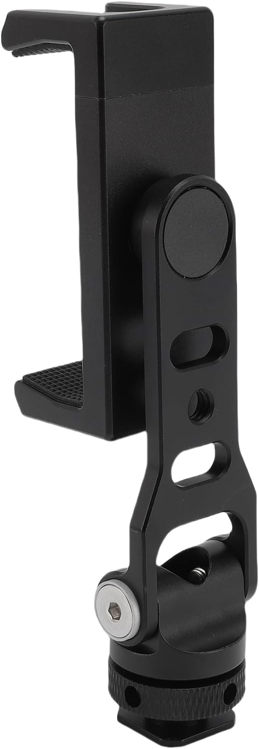 Asixxsix Phone Tripod Mount, 360 Rotation Hot Shoe Phone Mount with 2 Cold Shoe, 1/4In Screw Interface Smartphone Adapter Aluminum Alloy for Vlogging Rig, Photography by Asixxsix