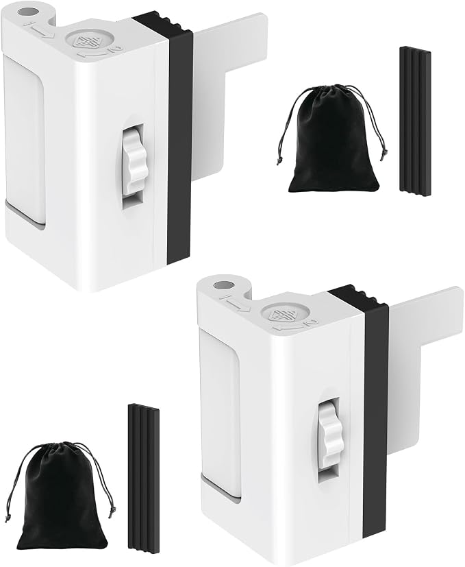 Portable Door Lock for Travel, Adjustable No Drilling Door Reinforcement Lock, Extra Latch Stopper for Hotel Room, Home Apartment, Inward Swing Door - Family & Travelers Security (White-2PCS) by AnobeyiHardware