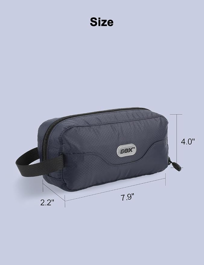GOX Travel Small Toiletry Bag for Men Nylon Dopp Kit Medicine Bag Travel Organizer Pouch Shave Kits for Teens Toiletry Essentials Bathroom Compact (Navy, 7.9 * 3.7 * 2 Inches) - Image 2
