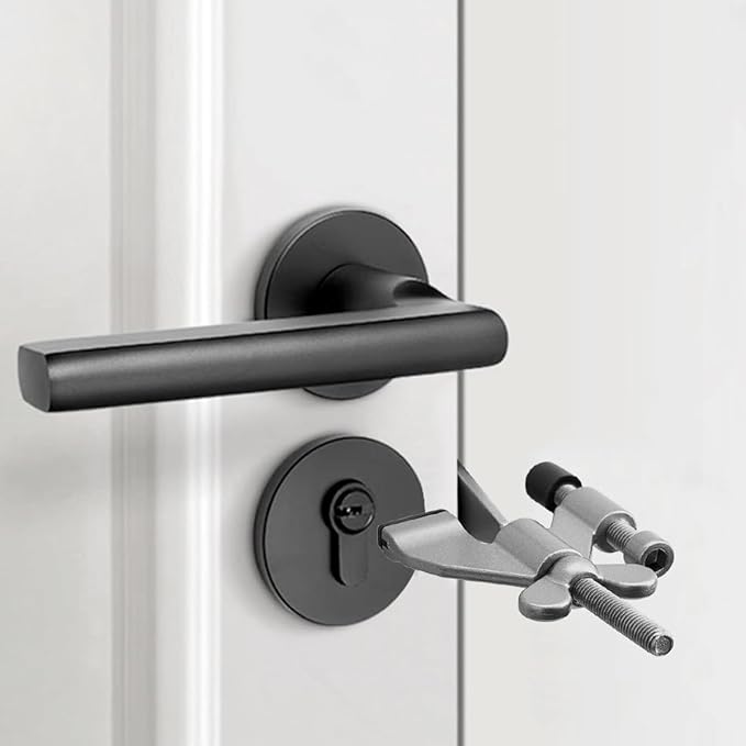 Grey Adjustable Heavy Duty Portable Door Lock,No Drill | Enhanced Safety Door Lock,for Home,Travel,Hotels,Apartments Prevents Unauthorized Entry,Silicone Protector Caps Included - Image 5