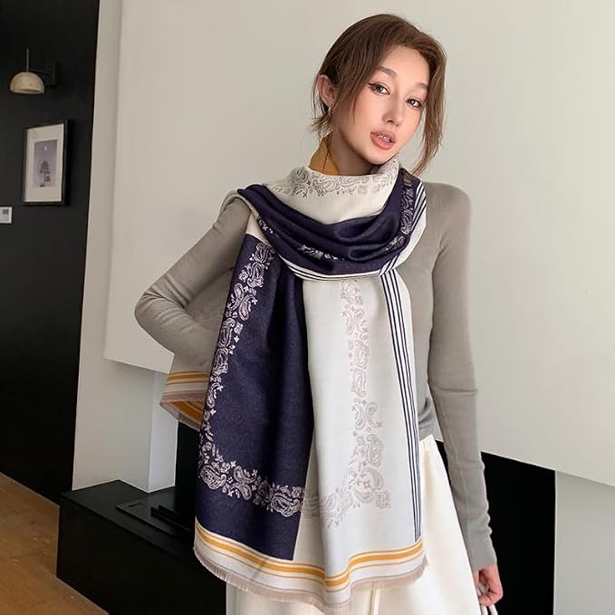 WaJuemy Winter Scarf for Women Dressy Evening Pashmina Shawl Wraps Open Front Poncho Blanket Fashion Travel Shawls Cape Wrap - Image 4