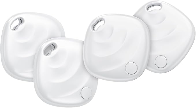 Air Tracker Tags-4 Pack, Smart Bluetooth Tracker Works with Apple Find My (iOS Only), Tracking Tag with Lanyard, Item Finder for Luggage, Key, Suitcases, Replaceable Battery(Not for Android Devices) by Hoxe