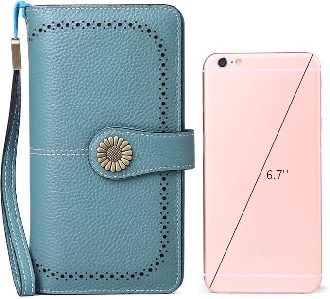 SENDEFN Wallets for Women Leather Credit Card Holder with RFID Blocking Large Capacity Wristlet | with RFID Blocking - Image 6