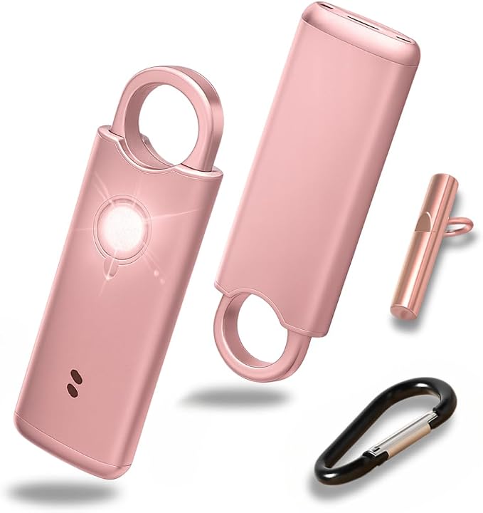VOLTEK Metal Personal Alarm for Women (Pink)– 140dB Self Defense Safety Alarm Keychain, USB-C Rechargeable Emergency Alarm with Door & Window Sensor Mode by VOLTEK