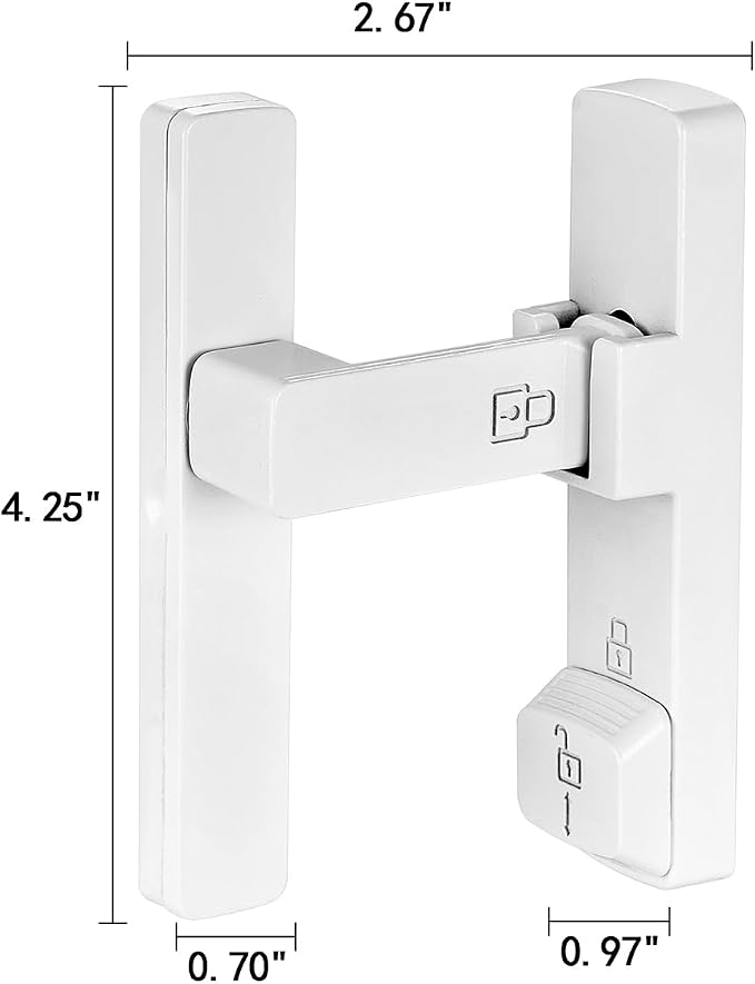 White 90 Degree Barn Door Lock,Flip Gate Latches Hardware | Zinc Alloy Door Lock,Right Angle Door Lock Latch,Sliding Door Latches,for bedroom,drawer,pet enclosures,cabinet,garage,window - Image 2