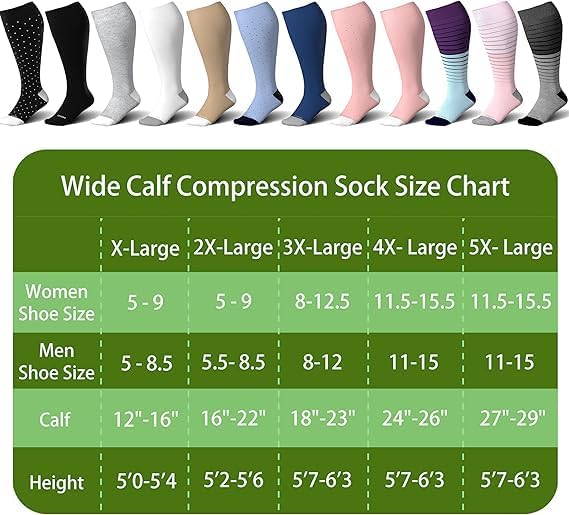 LEVSOX Wide Calf Compression Socks for Women&Men Plus Size 15-20mmHg Knee High Large Support Stockings for Circulation - Image 6