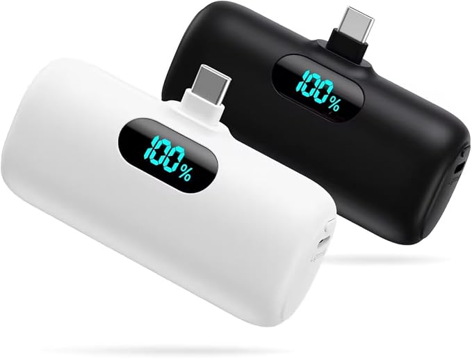 [2-Pack] Mini Portable Charger 5000mAh Power Bank,3A PD USB C Cell Phone Portable Power, LCD Display Battery Pack Compatible with iPhone 17/17 Air/16/16 pro/15/15 pro Max/Android/Samsung/Moto/LG etc by Swyop