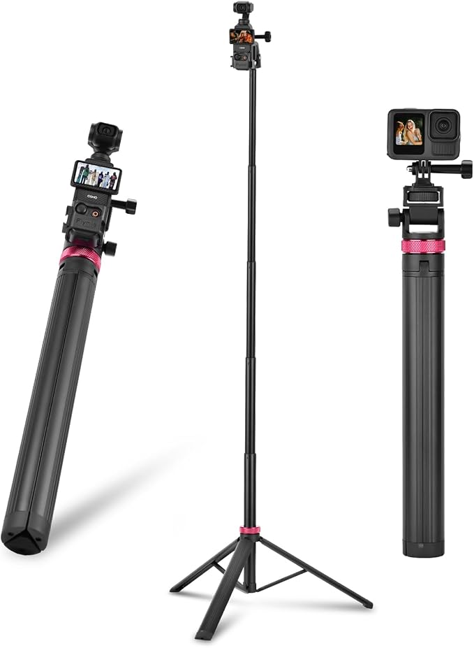 80in Pocket 3 4 Selfie Stick Tripod for GoPro Action Camera, Extendable Stand Vlog Mount for DJI Osmo Pocket 3 4 Action 6 5 Pro 4 3 for Xtra Muse for Insta360 X5 X4 X3 for AKASO DSLR Accessories by BRDRC
