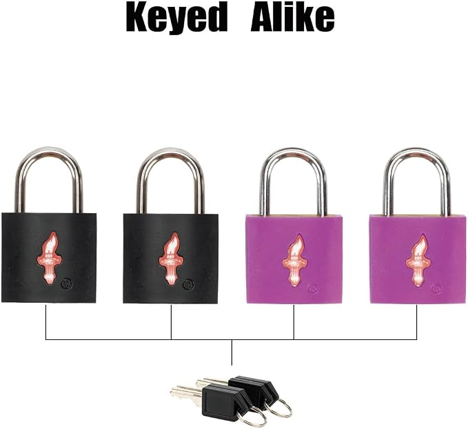 Safe Skies Keyed Alike TSA Lock 4-Pack, Black+Purple | 4 Locks, 8 Keys Total | Black & Purple Set | TSA Safe Skies Approved | Great for Small Families | 90-Day Warranty - Image 2