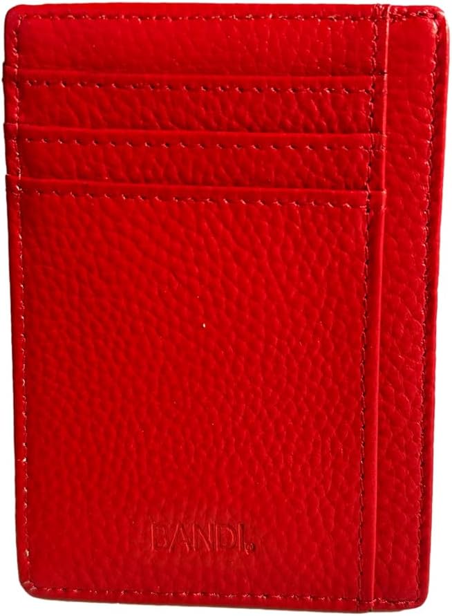 BANDI Slim Wallet, Minimalist Front Pocket RFID Blocking Wallet Credit Card Holder for Men & Women - Cherry - Image 3