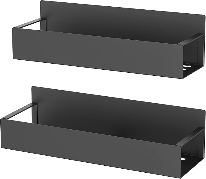 HuggieGems 2 Pack Magnetic Spice Storage Rack Organizer for Refrigerator and Oven, Matt Black Fridge Organizers and Storage | Magnetic Shelves Heavy Duty for Fridge in Kitchen, Seasoning Storage Organizer, For Oven Washer and Dryer, For Heavier Items - Image 6