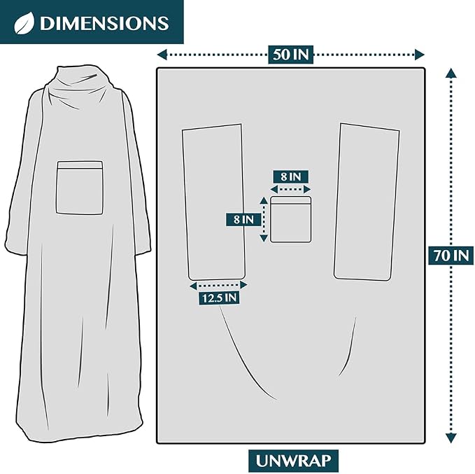 PAVILIA Wearable Blanket with Sleeves for Adult Women Men, Cozy Fleece Warm Wrap Throw with Arms, Gifts for Christmas, Wife - Image 6