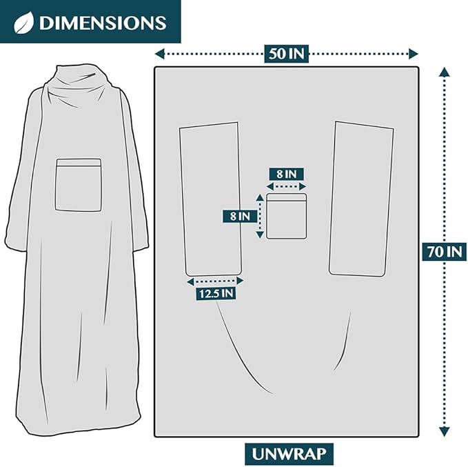 PAVILIA Wearable Blanket with Sleeves for Adult Women Men, Cozy Fleece Warm Wrap Throw with Arms, Gifts for Christmas, Wife - Image 7