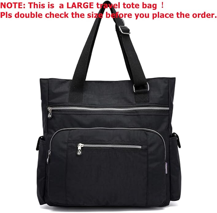 Multi Pocket Nylon Totes Handbag Large Women's Shoulder Bag Travel Purse - Image 3