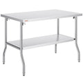 VEVOR Stainless Steel Foldable Work Table, 30 * 48 Inch Heavy Duty Food Outdoor Double Layer Stainless Steel Worktable for Commercial Kitchen Restaurant by VEVOR