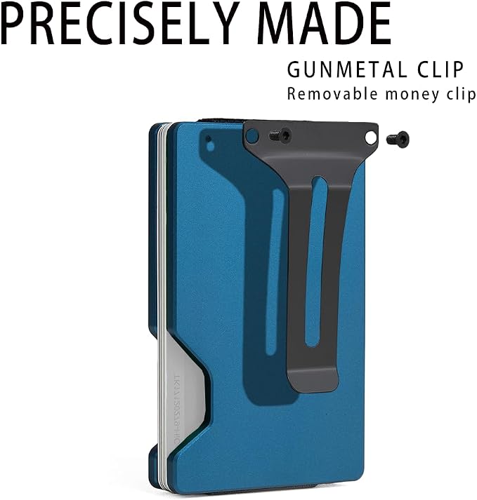 Minimalist Wallet for Men, Slim Metal RFID Blocking Wallet Credit Card Holder Money Clip & Cash Strap, Scratch-Resistant Holds 15 Cards,Ideal Gift for Men | Matte Blue - Image 8