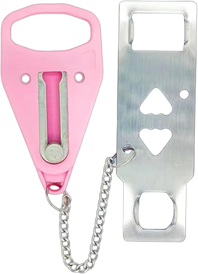 Portable Door Lock, Extra Lock for Additional Privacy and Safety in Apartment Home, Protect Family Security and Prevent Unauthorized Entry in Traveling, Home, Bedroom, Hotel, Apartment. (Pink) by Unknown