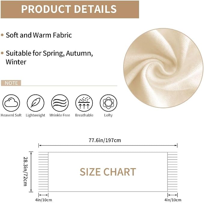IBILIU Oversize Scarf for Women Floral Flower Purple Prune Color Scarf Tassel Scarves Fall Winter Shawl Wraps - 77.6 x 28.3in - Image 6