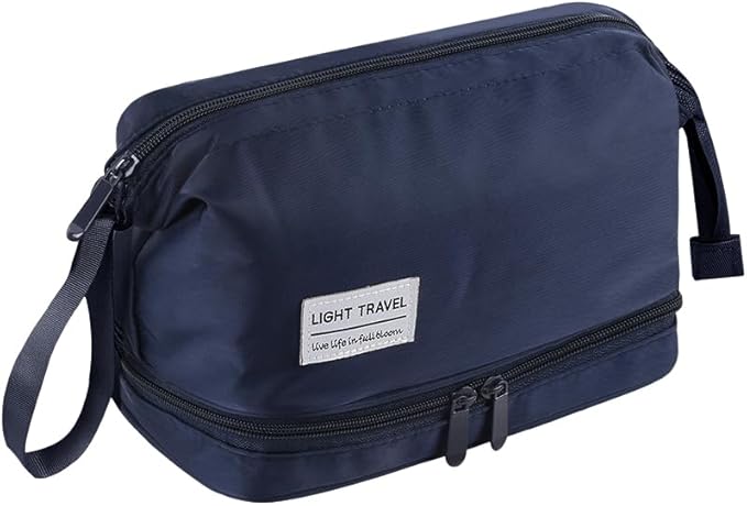 Travel Toiletry Bag Water-resistant with Hanging Hook for Womens Large Packing with Waterproof Wet/Dry Compartment Travel Shower Bags Travel Toiletry Organizer Dopp Kit Shaving Bag by SINLAND
