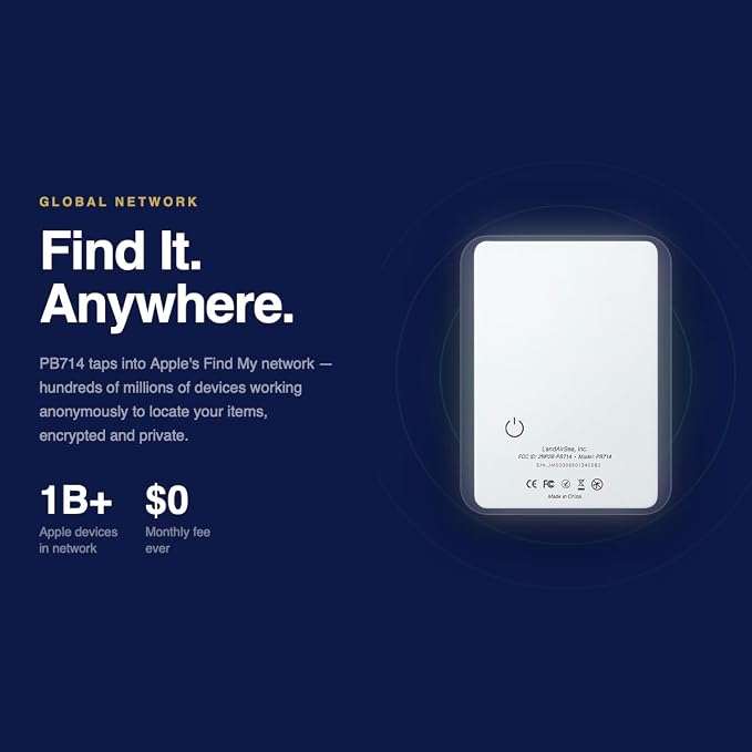 LandAirSea PB714 – Ultra-Slim Apple Find My Wallet Tracker with Secure Adhesive, No Monthly Fee Bluetooth Item Locator for Wallets, Passports & Luggage - Image 2