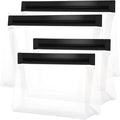 Clear Makeup Bag Travel- TSA Approved Toiletry Bag, 2L+2M, Black | Sturdy Food-Grade PEVA, Leakproof & Sealed, Reusable with Flat Bottom, Medium for Quart Carry-On, Large Checked-Luggage by Packism