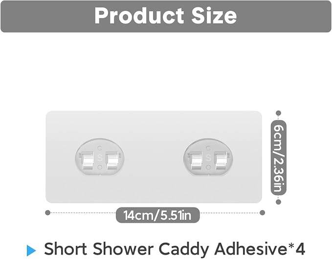 4 Pack Shower Caddy Adhesive Replacement, Strong Adhesive Hooks for Shelf, Waterproof Shower Adhesive Strips, No Drilling, for Bathroom Storage Shelves and Kitchen Racks - Image 2