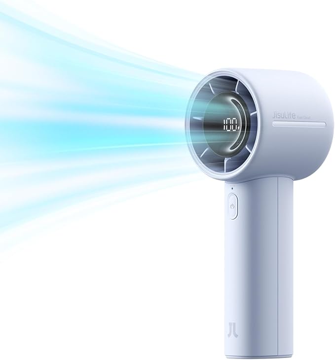 JISULIFE Life10S Portable Handheld Turbo Fan, 5000mAh Rechargeable, 5-Speed | Travel Essential for Beach, Concerts, Ultra-Quiet, 28H Max Runtime, Powerful Cool Airflow, LED Display, Gift for Women & Men by LivechillStaycool