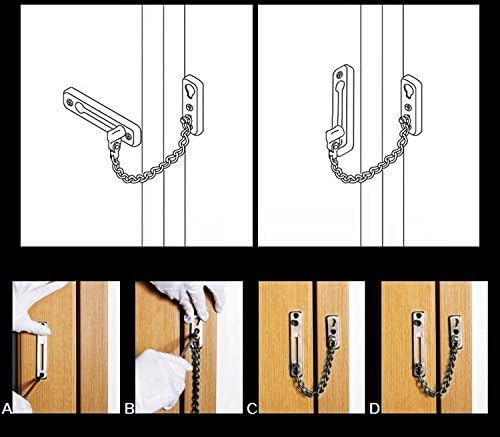 Extra-Thick Door Chain Lock- Sus304 Stainless Steel Casting Door Security Chain Guard, Heavy Duty Latch Lock for Inside Door, Brushed Nickel Finish (Deluxe Extra-Thick:3 mm) (EK-07) - Image 7