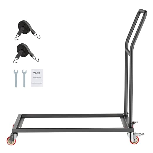 VEVOR Folding Chair Rack, 300 LBS Capacity, L-Shape Vertical Placement Chair Cart for 25 Chairs, Heavy-Duty Metal Chair Storage Dolly with Rubber Wheels, Multi-Function Chair Holder, Matte Black | Folding Chair Rack with Rubber Wheels, Heavy-Duty Metal... - Image 9