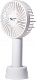 Comfort Zone Personal Handheld Rechargeable Fan, 4 inch, 3 Speed, Lithium Ion Battery, Micro USB Cable, Powerful, Mini Hand Fan, Ideal for Home, Bedroom & Office, CZPF402WT by ComfortZone